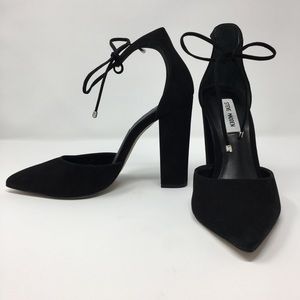 Steve Madden Pampered Black Suede Block Heels NEW